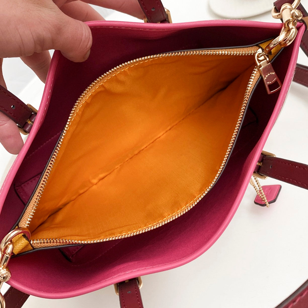 coach tote bag canvas pink