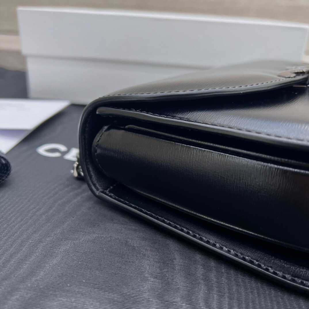 celine teen besace triomphe saddle crossbody bag black 110973