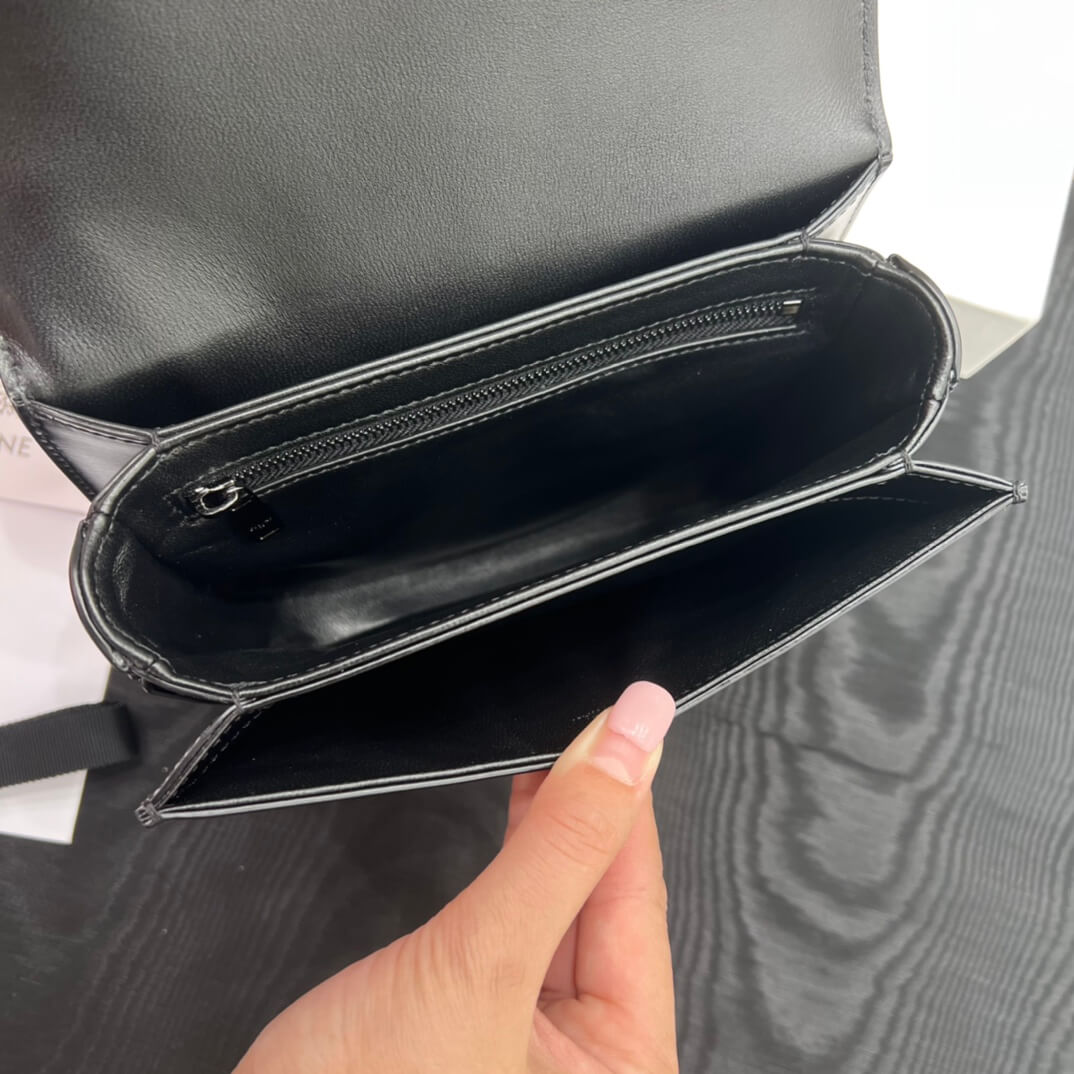 celine teen besace triomphe saddle crossbody bag black 110973
