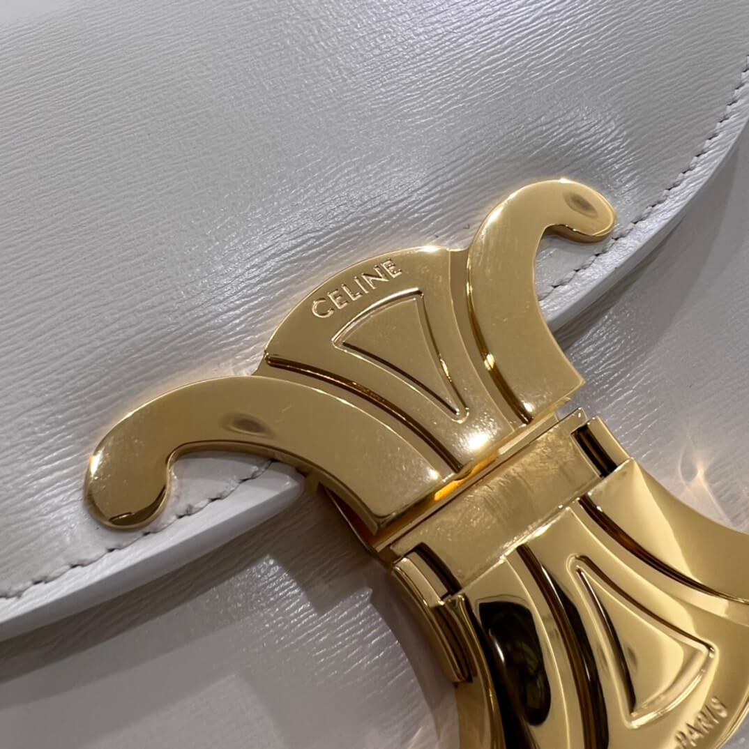celine teen besace triomphe saddle crossbody bag white 110973