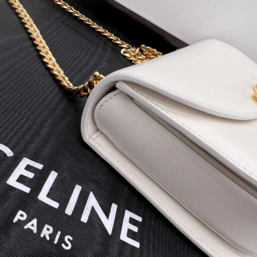 celine teen besace triomphe saddle crossbody bag white 110973