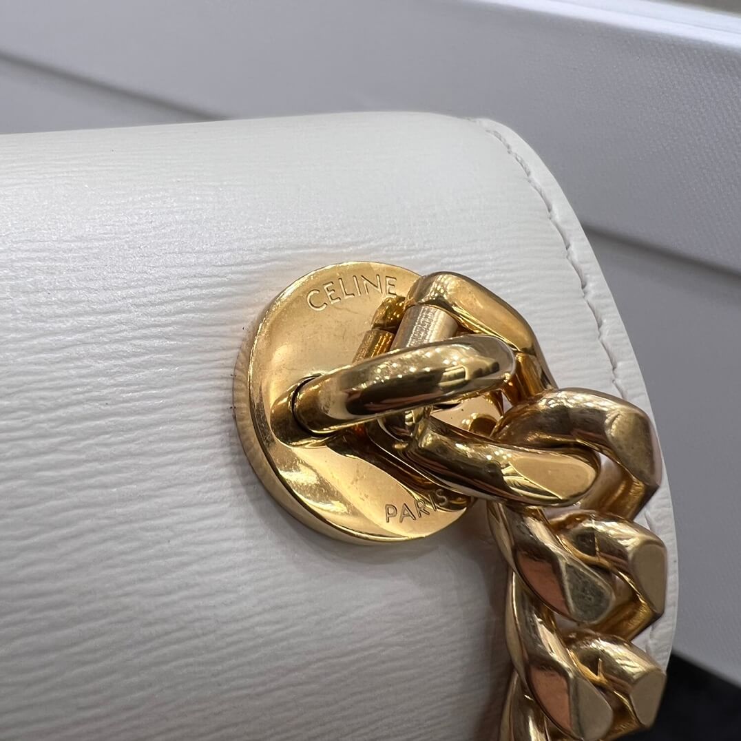 celine teen besace triomphe saddle crossbody bag white 110973