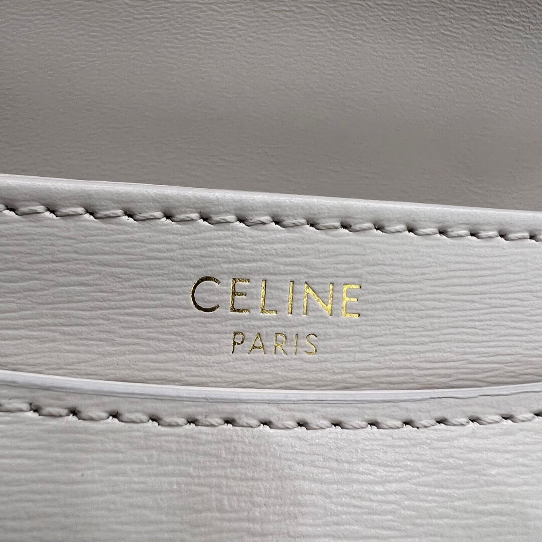celine teen besace triomphe saddle crossbody bag white 110973