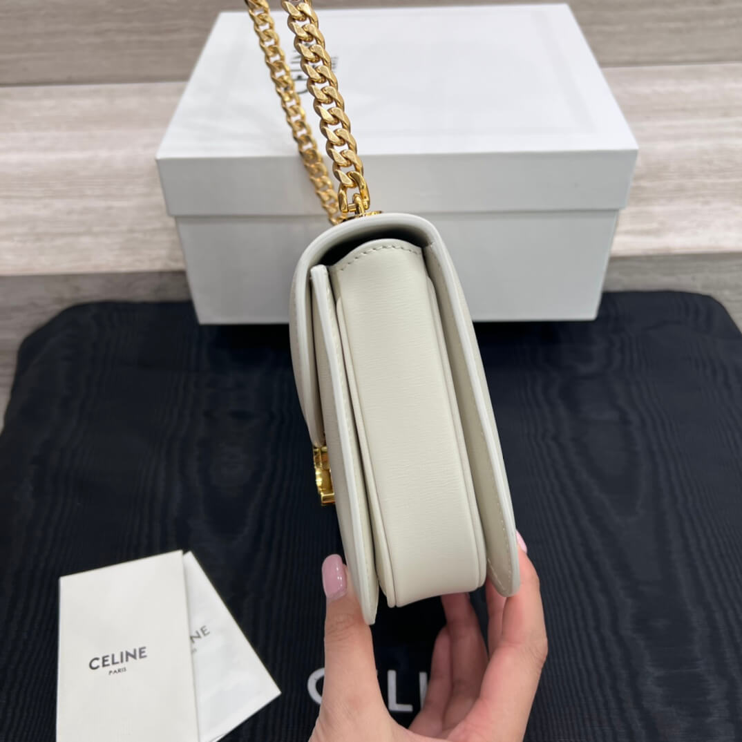 celine teen besace triomphe saddle crossbody bag white 110973