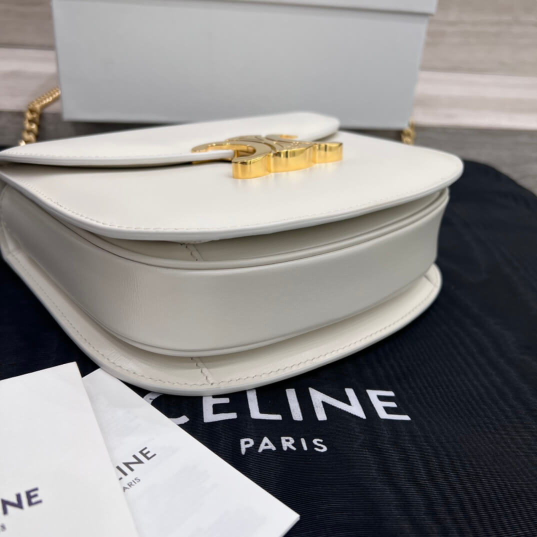 celine teen besace triomphe saddle crossbody bag white 110973