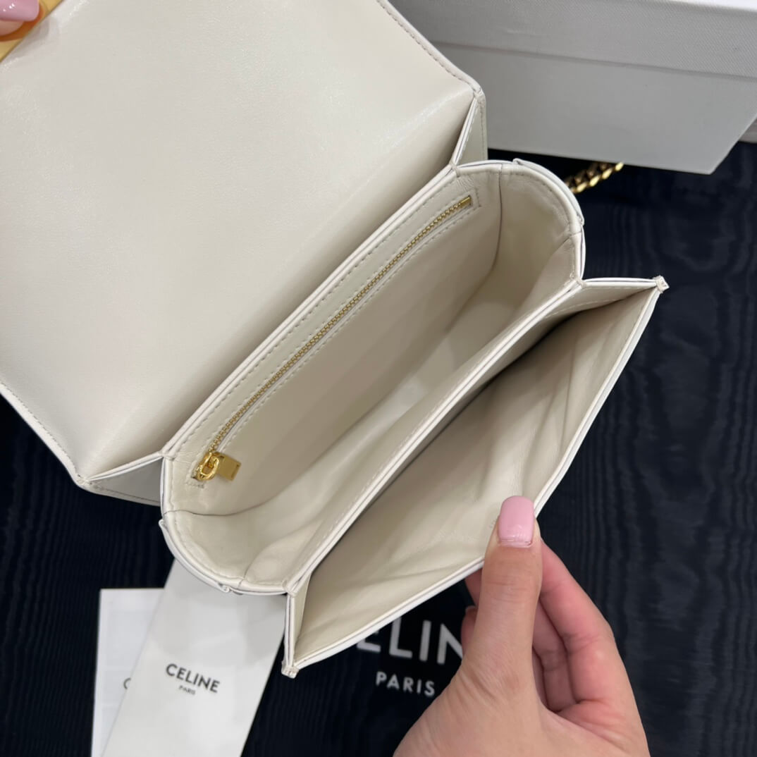 celine teen besace triomphe saddle crossbody bag white 110973