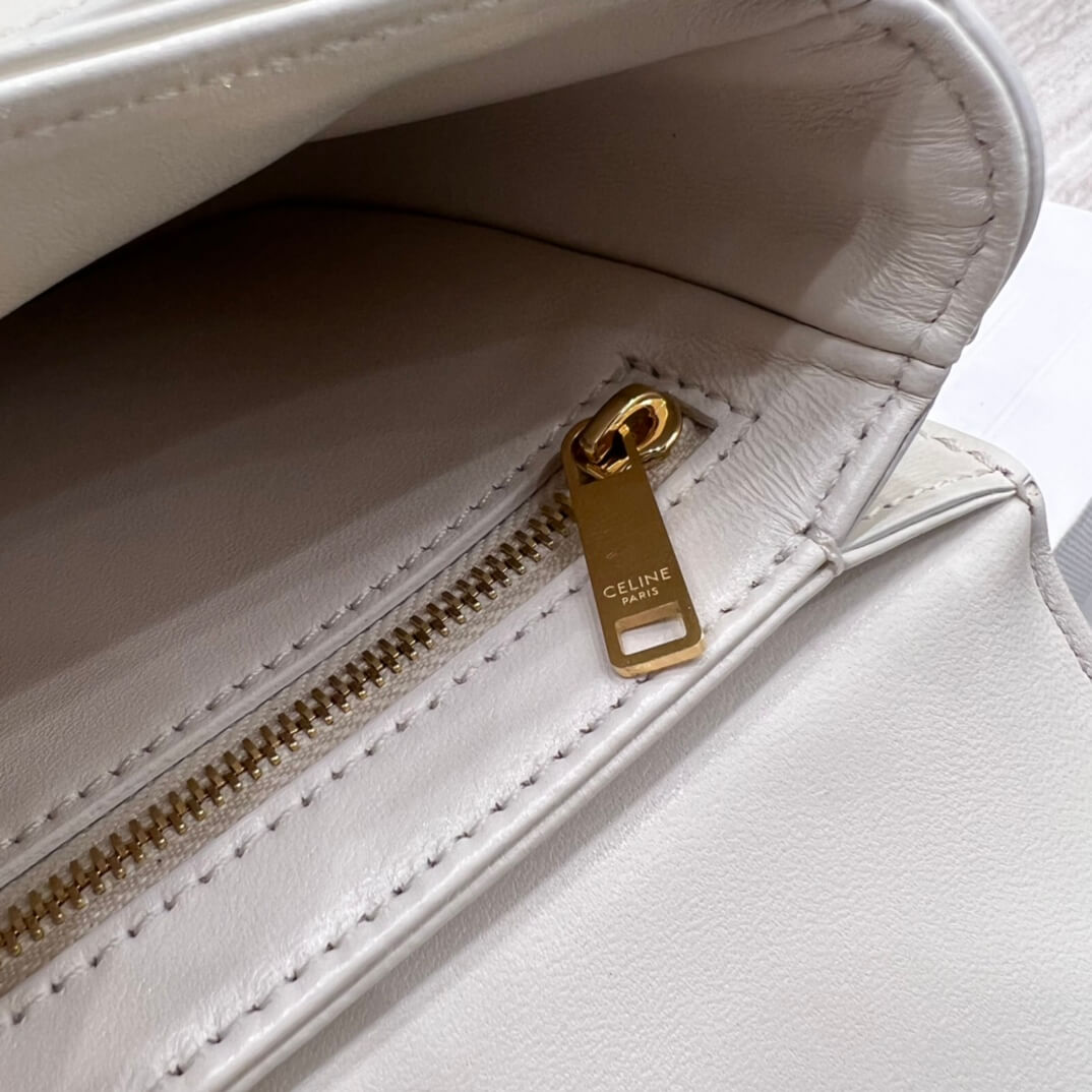 celine teen besace triomphe saddle crossbody bag white 110973