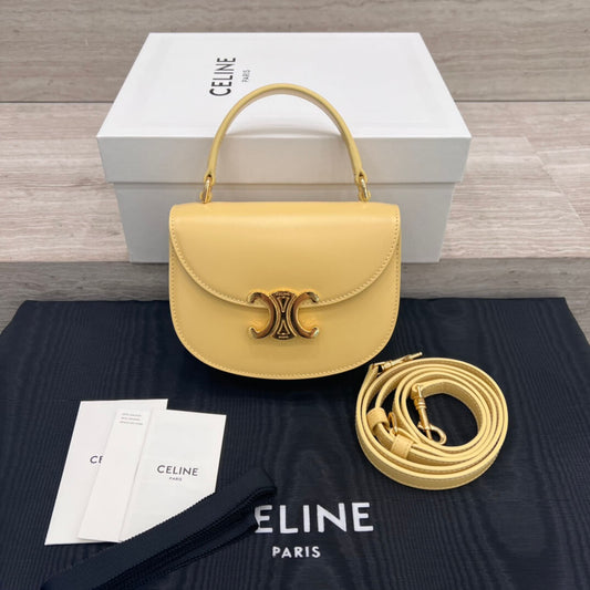 celine teen besace triomphe saddle crossbody bag yellow 110973