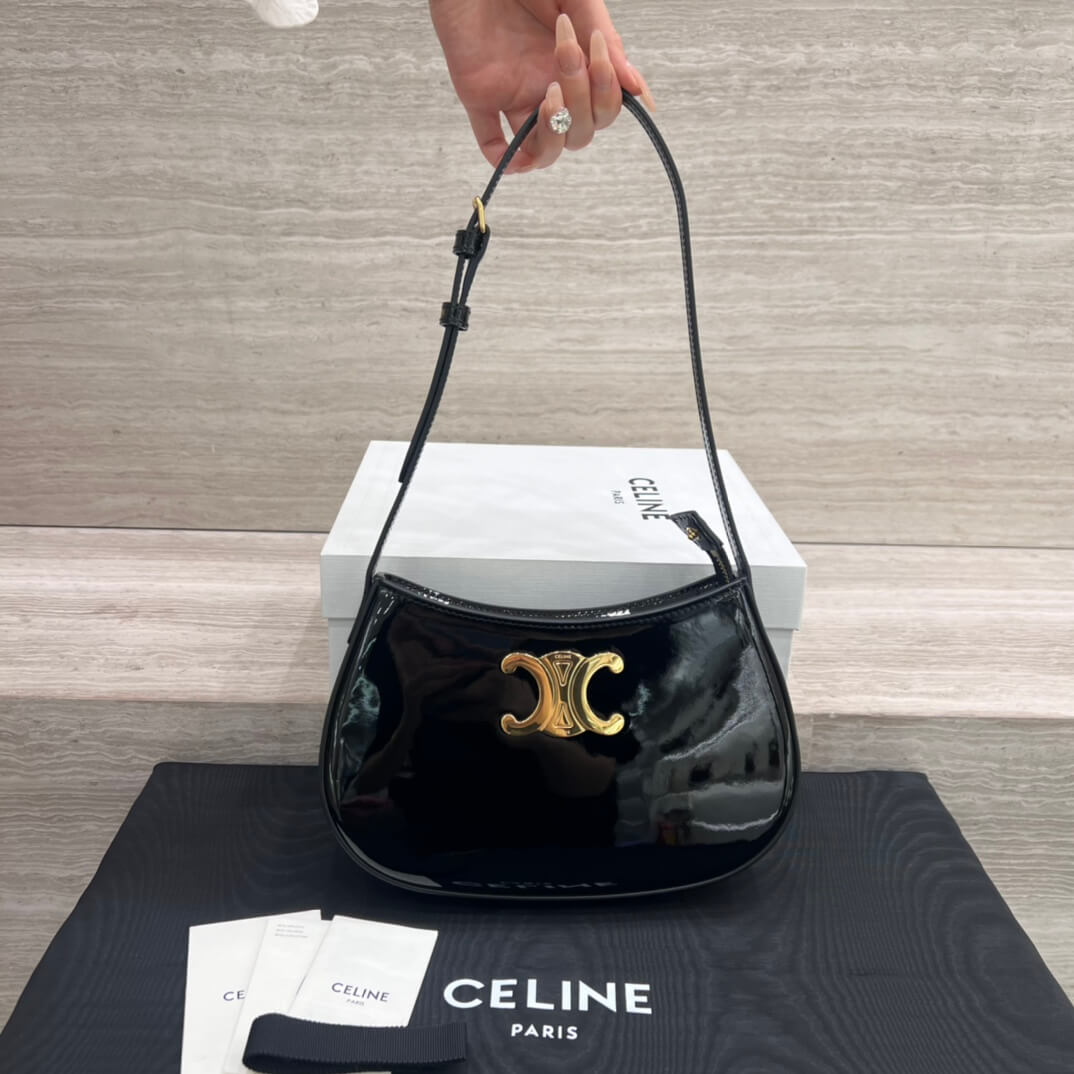 ce tillly medium handbag underarm bag 115703bf shiny black