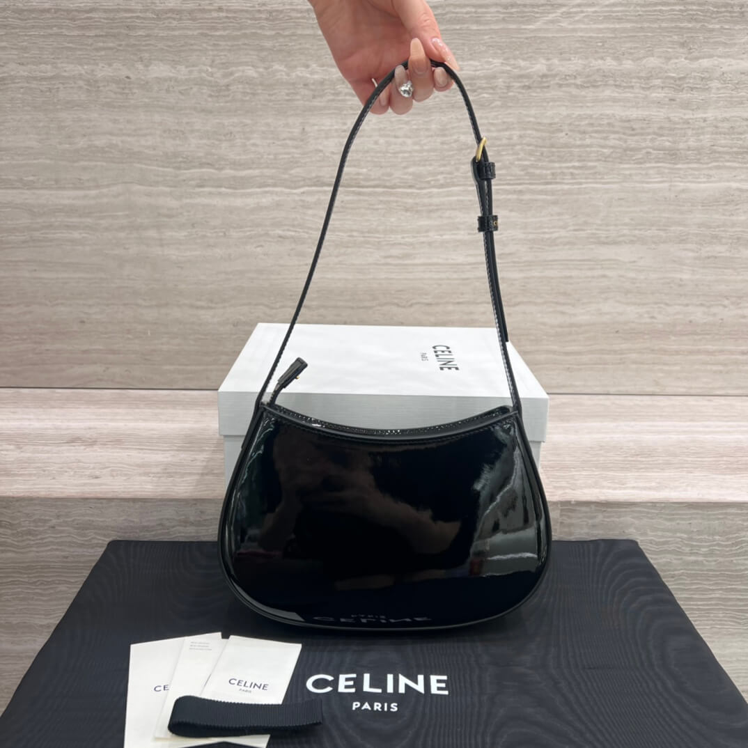 ce tillly medium handbag underarm bag 115703bf shiny black