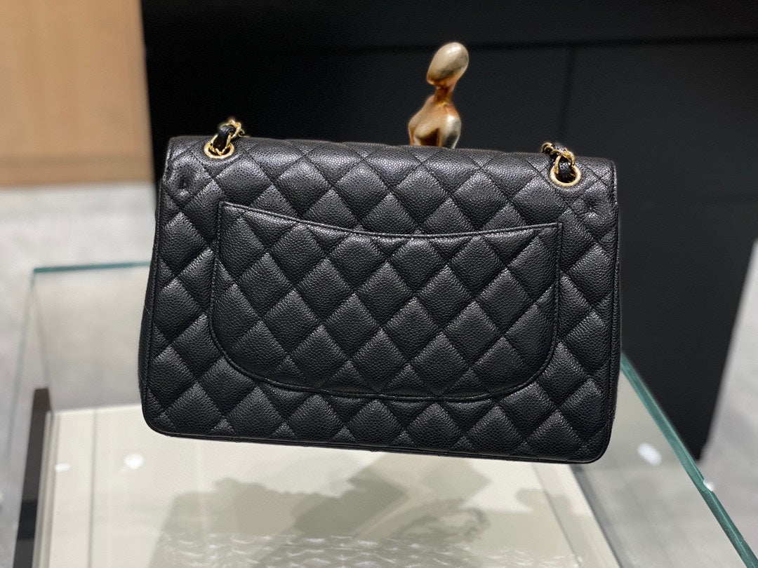 classic big size 30cm original imported caviar cow leather full steel silver hardware