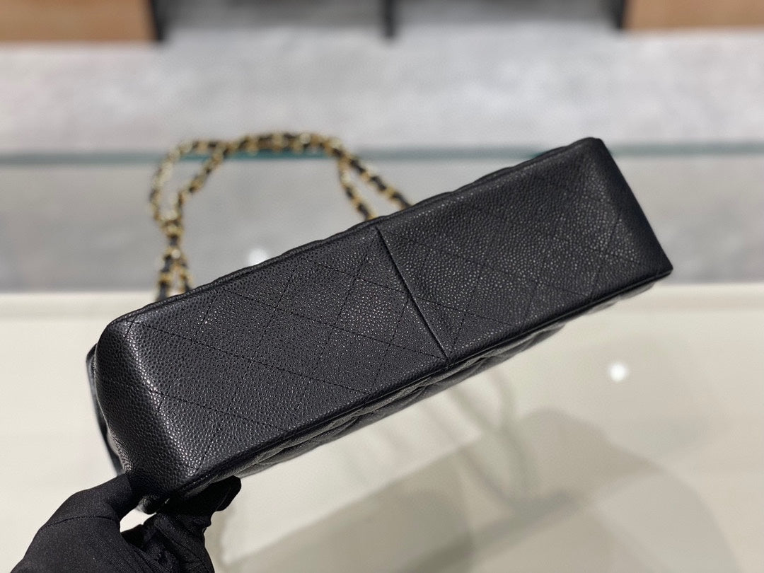 classic big size 30cm original imported caviar cow leather full steel silver hardware