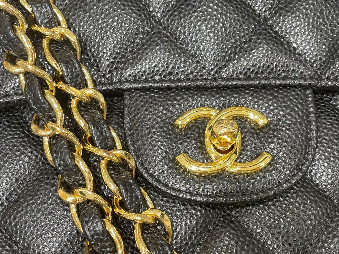 classic big size 30cm original imported caviar cow leather full steel silver hardware