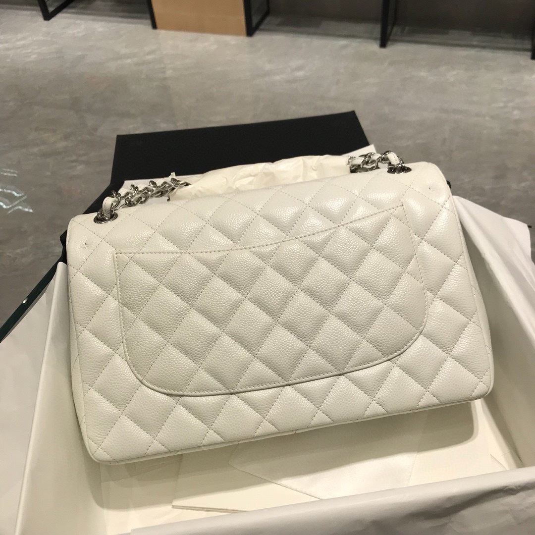 white caviar shoulder bag