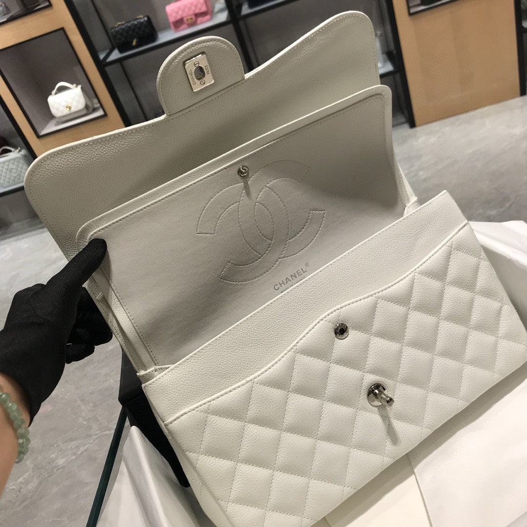 cha shoulder bag caviar leather silver hardware