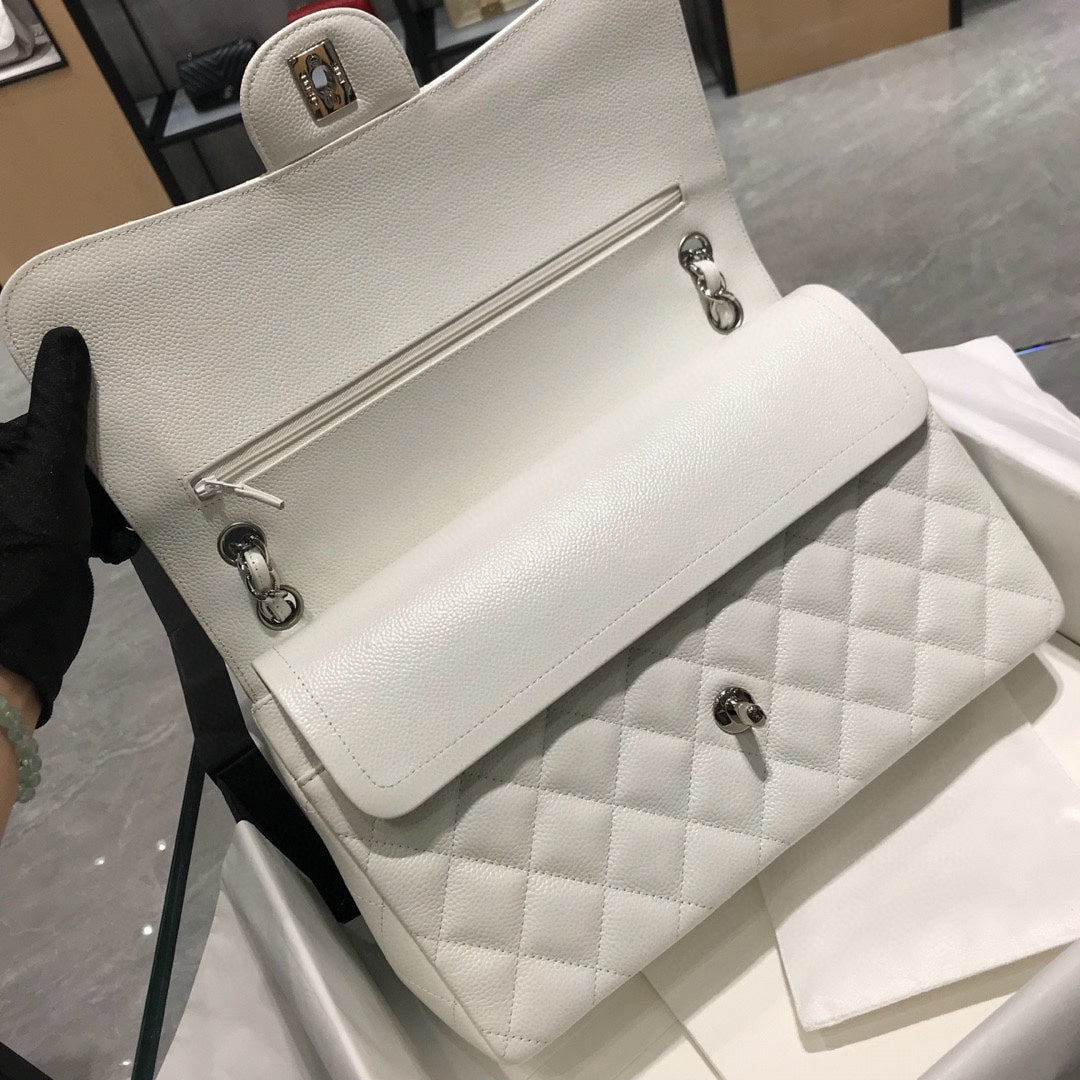 cha shoulder bag caviar leather silver hardware