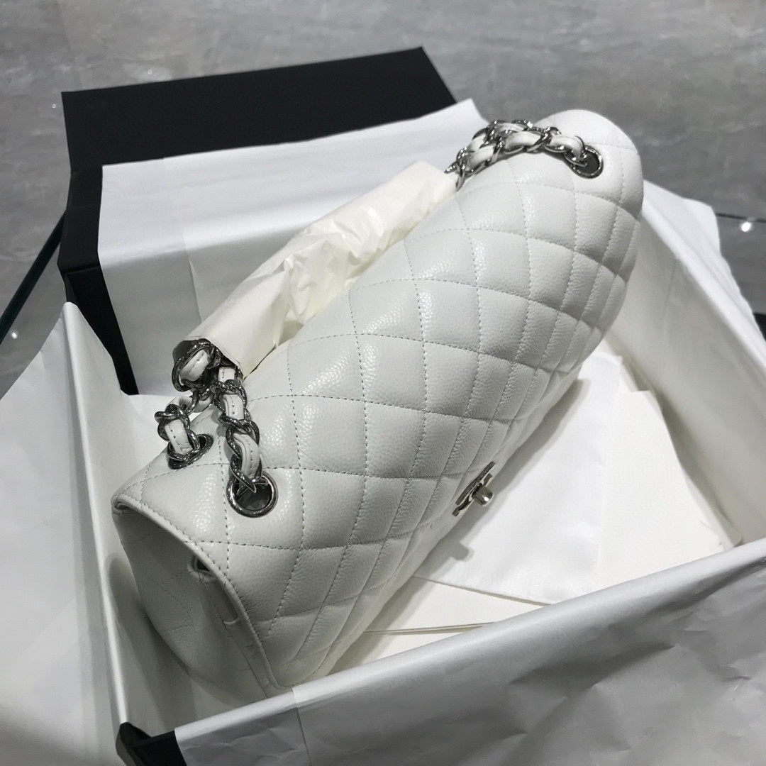 cha shoulder bag caviar leather silver hardware
