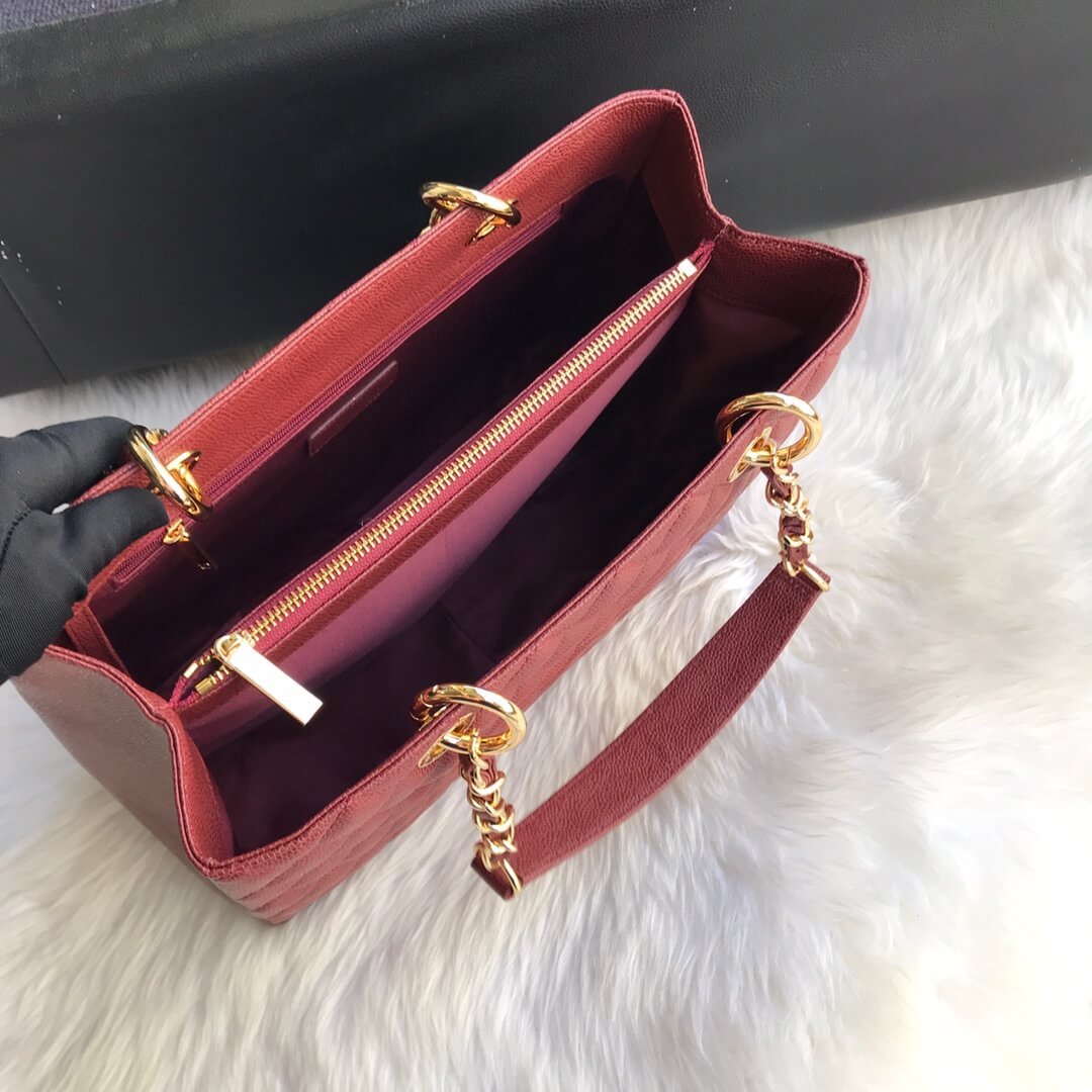 cha tote bag maroon caviar gold hardwre 50995