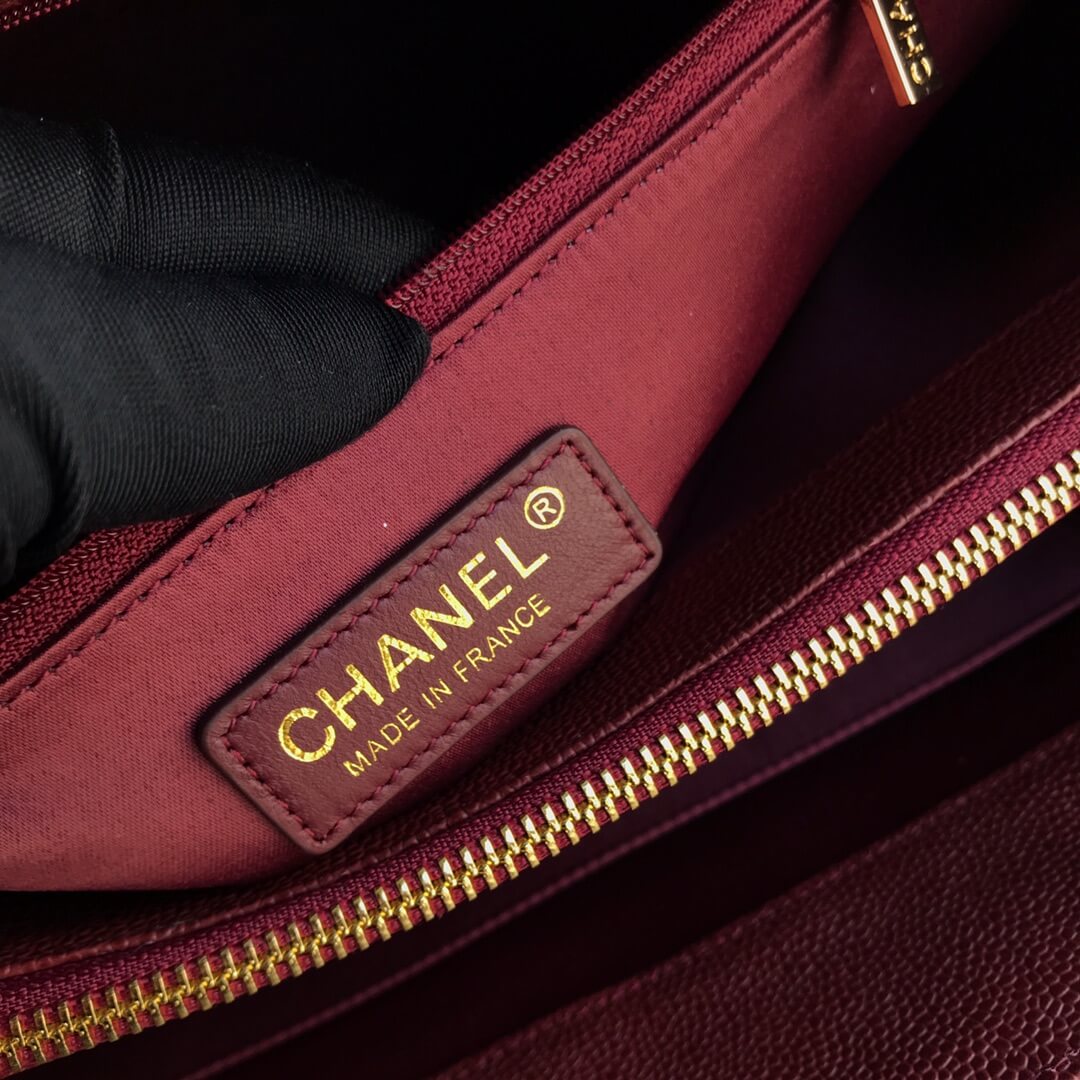 cha tote bag maroon caviar gold hardwre 50995