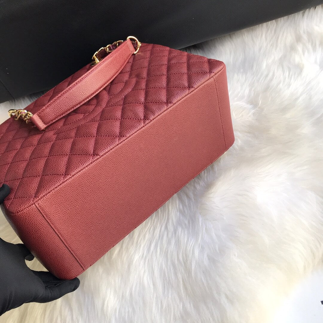 cha tote bag maroon caviar gold hardwre 50995
