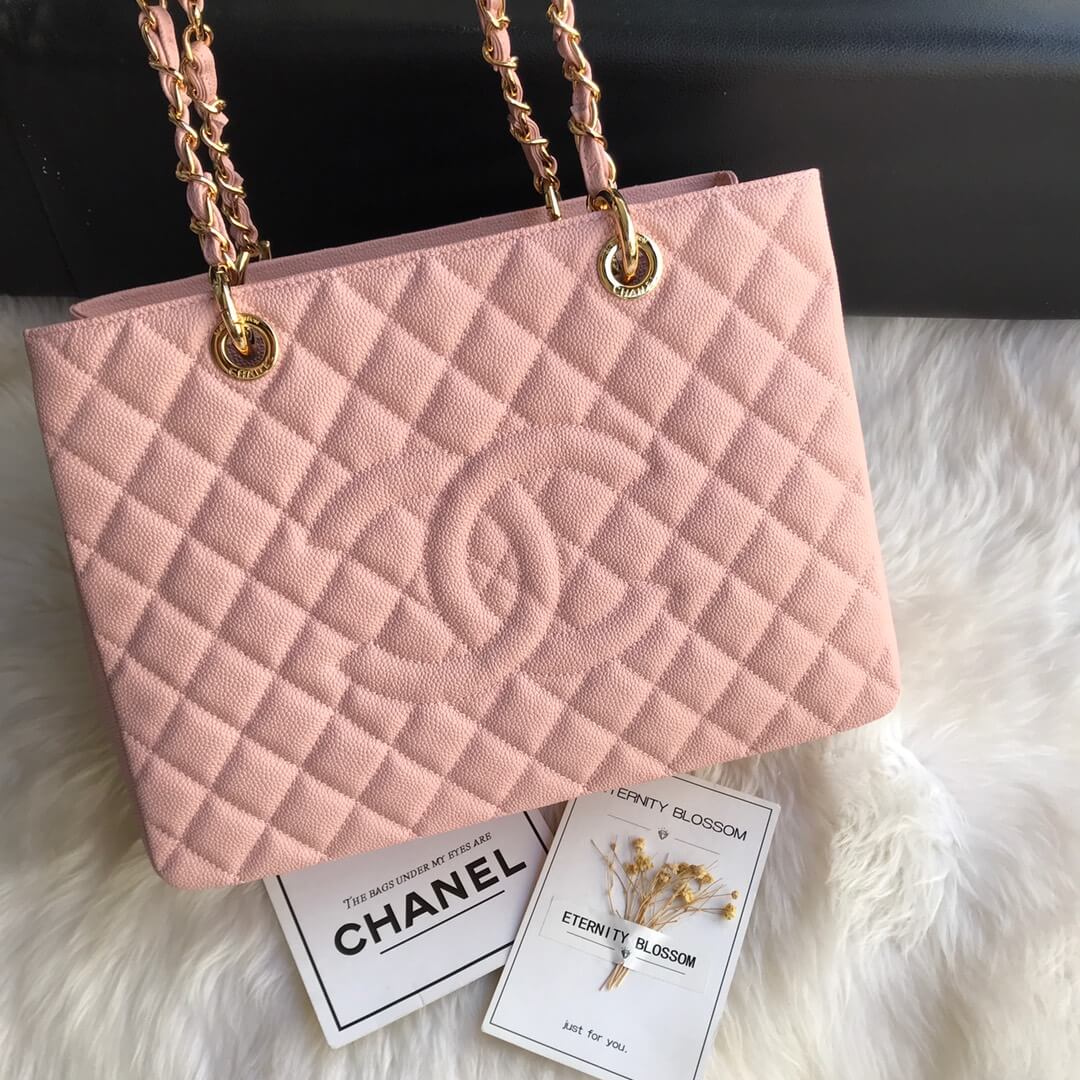 cha tote bag pink caviar gold hardwre 50995