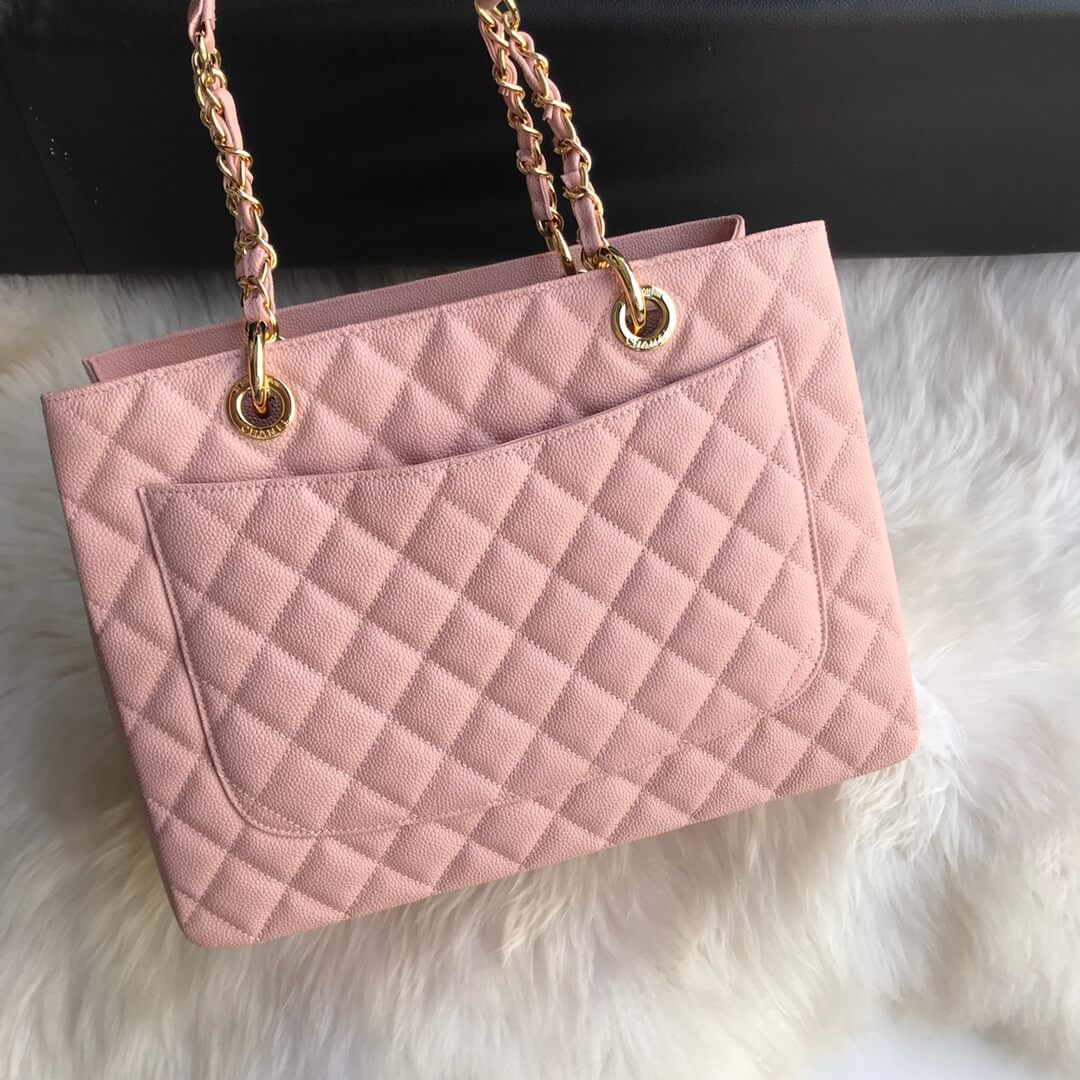 cha tote bag pink caviar gold hardwre 50995