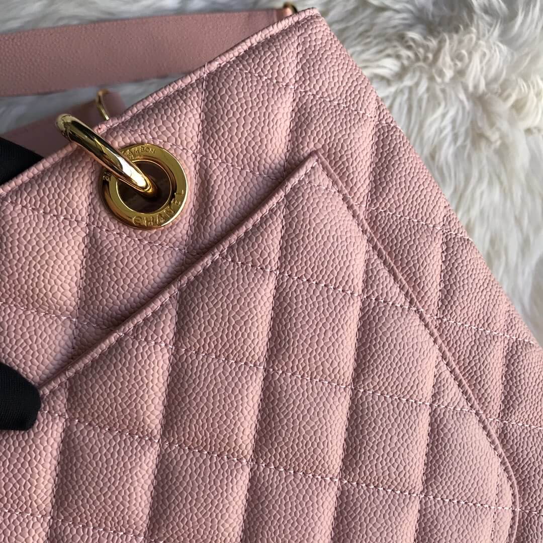 cha tote bag pink caviar gold hardwre 50995