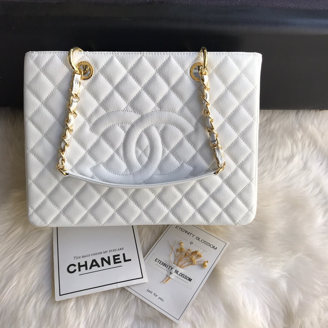 cha tote bag white caviar gold hardwre 50995