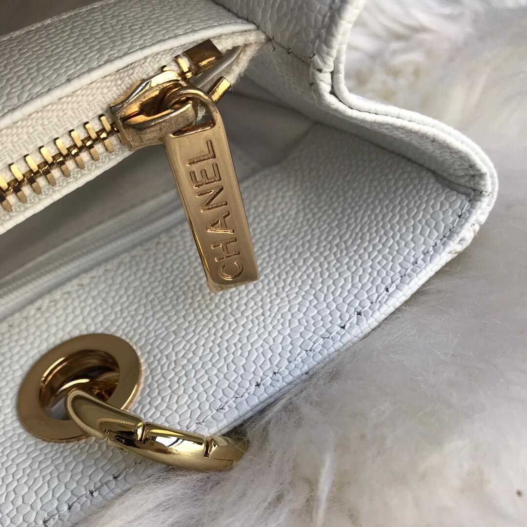cha tote bag white caviar gold hardwre 50995
