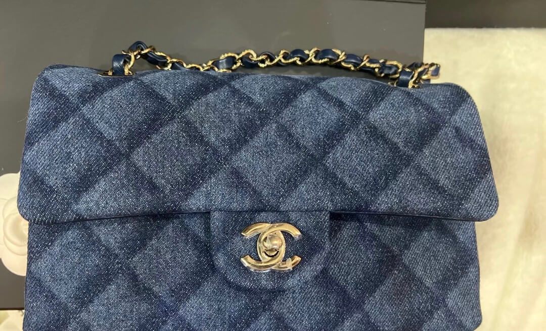 cha cf mini crossbody bag denim blue 20cm