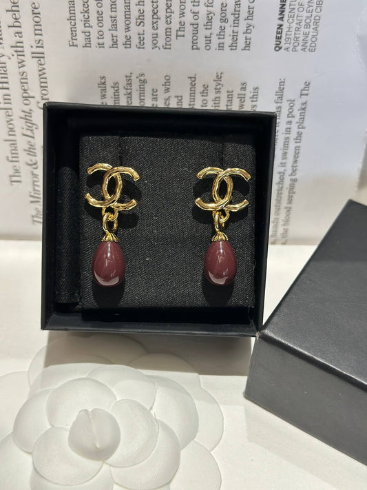 cha earrings 3a new twisted double c droplet pendant earrings ehc26