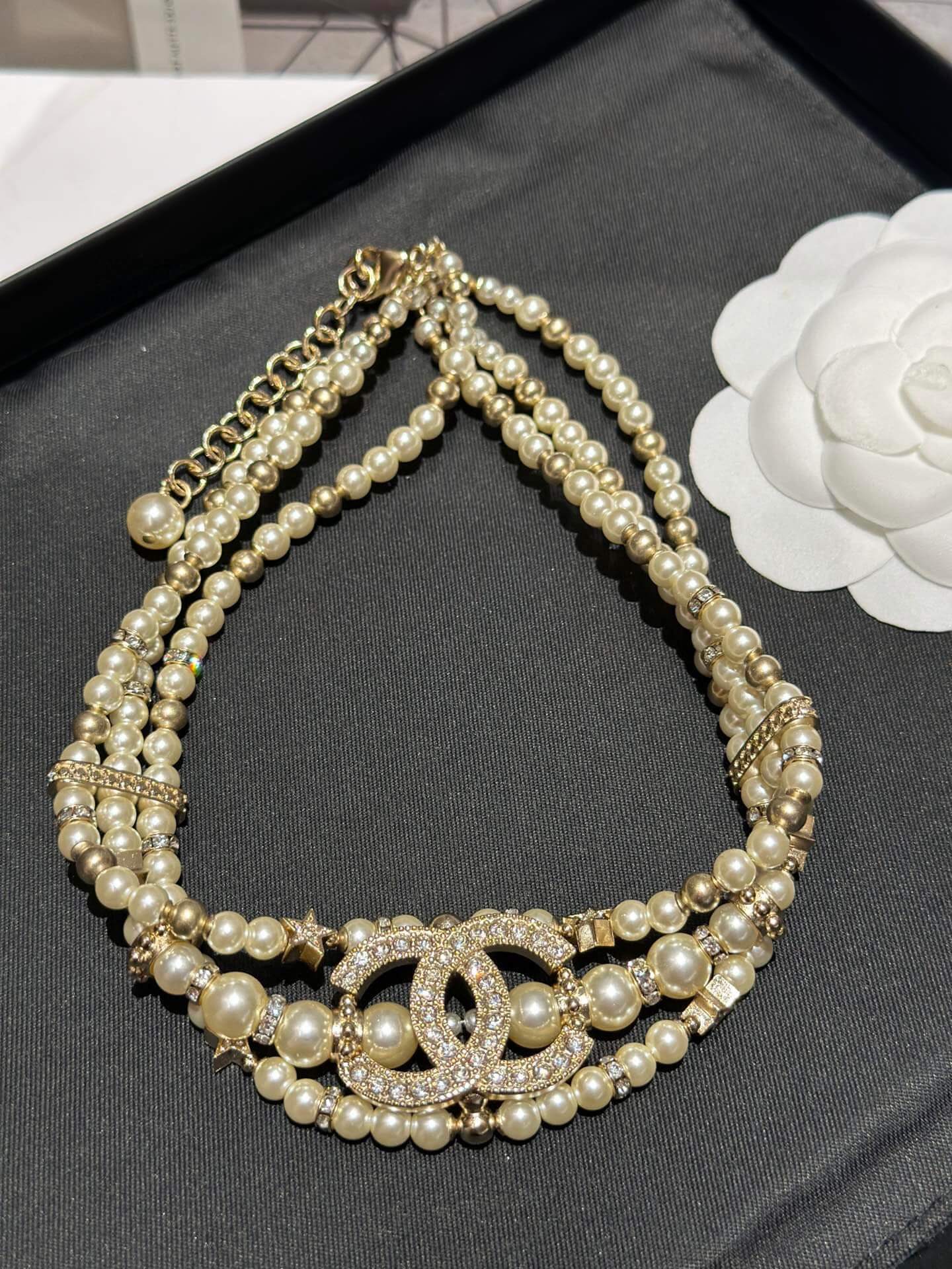 cha fashion light luxury crystal diamond short pearl neckchain xlc39