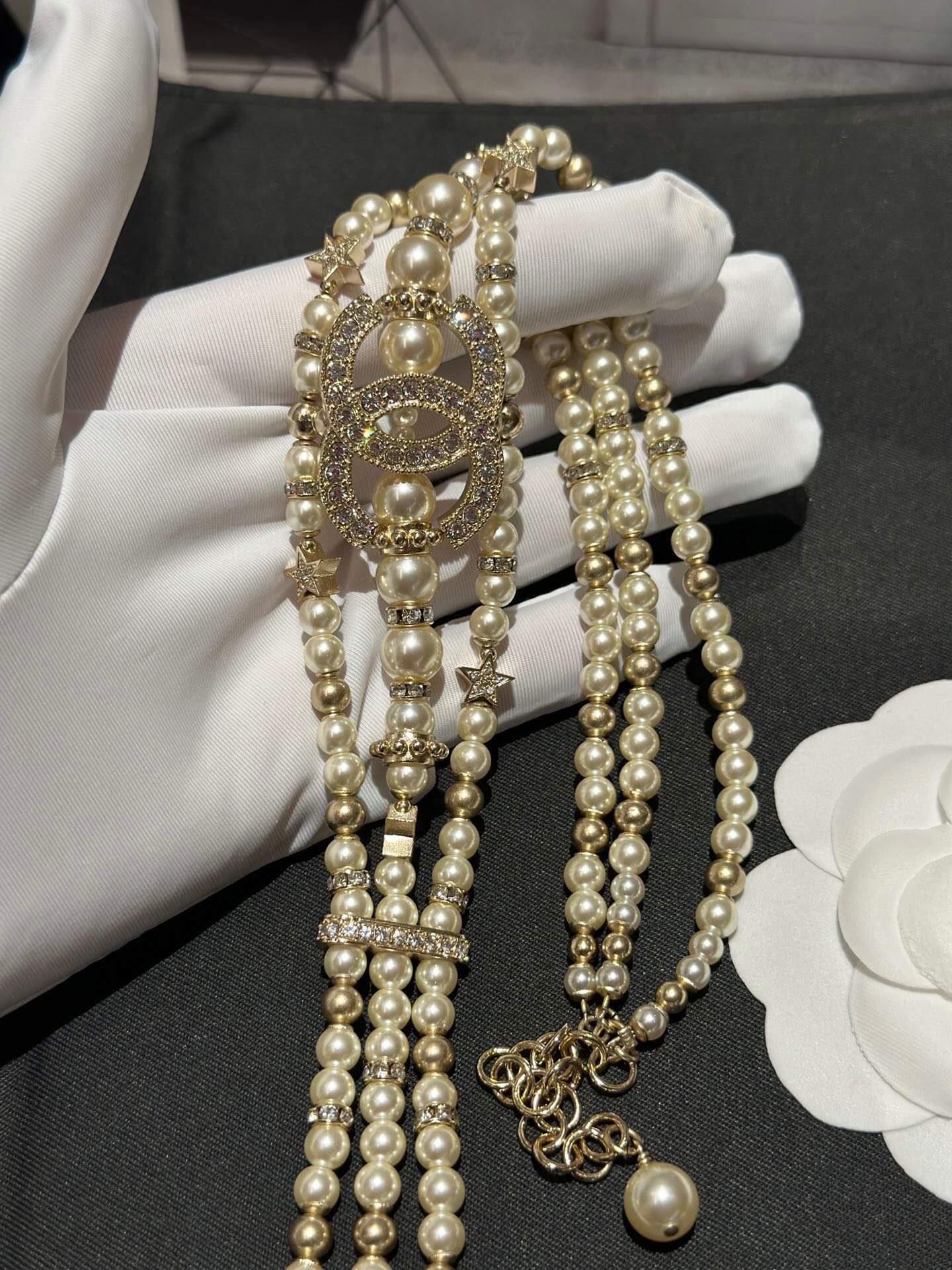 cha fashion light luxury crystal diamond short pearl neckchain xlc39