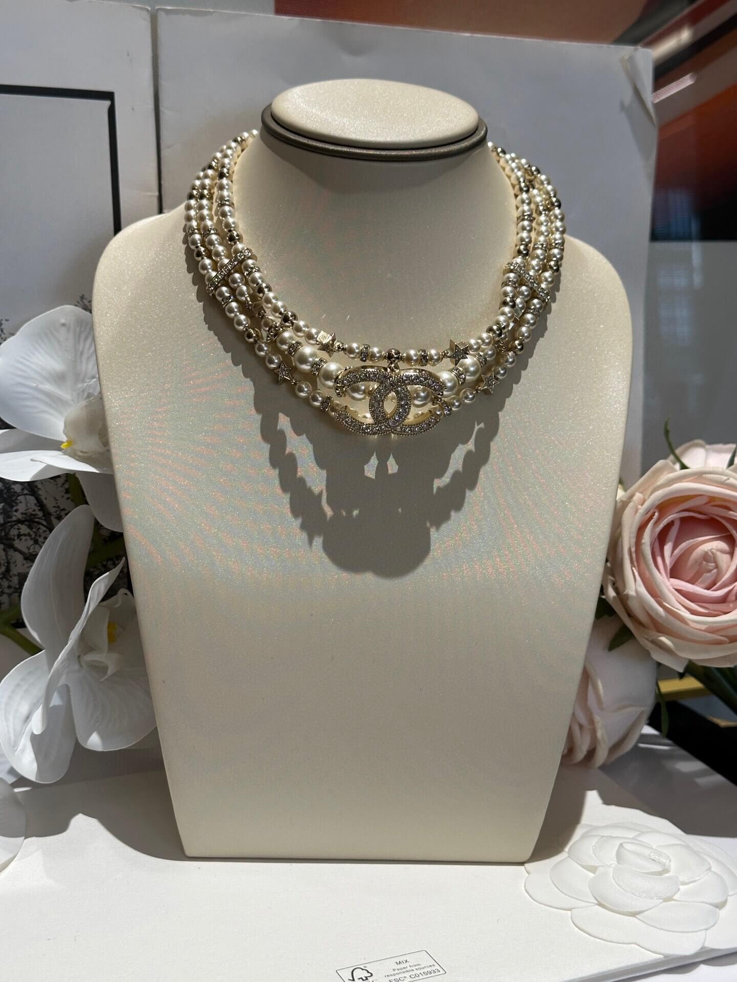 cha fashion light luxury crystal diamond short pearl neckchain xlc39