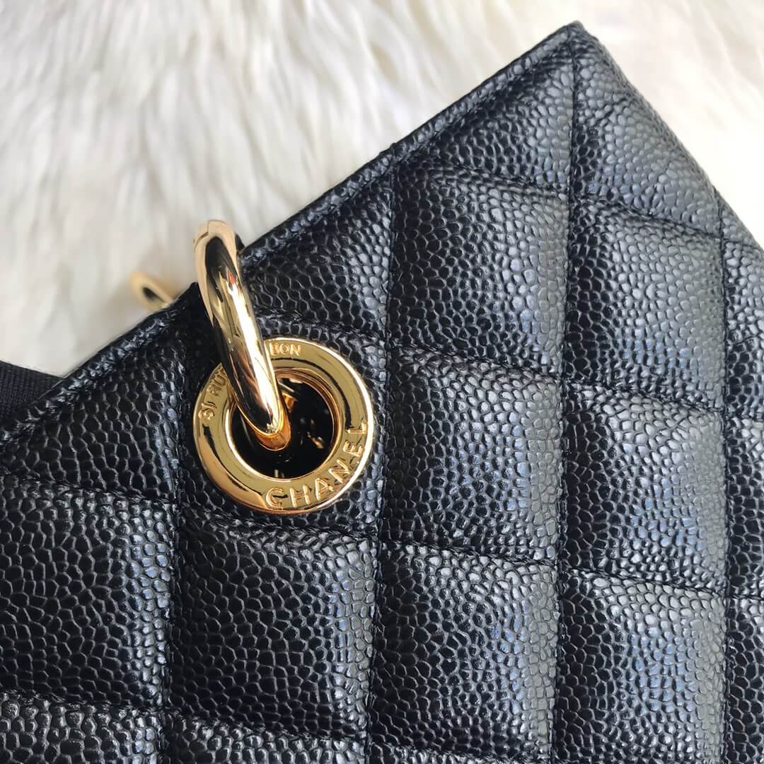 cha tote bag black caviar gold hardwre 50995