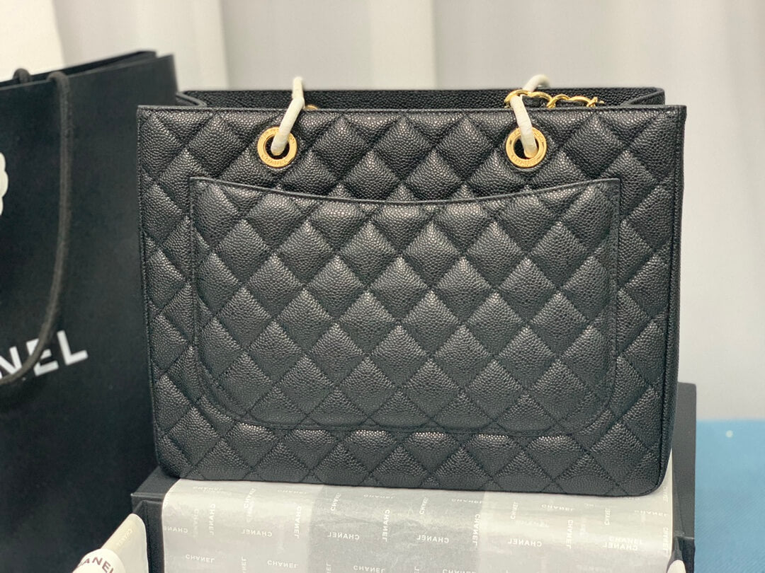 cha tote bag black caviar gold hardwre 50995
