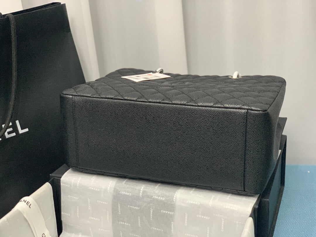 cha tote bag black caviar silver hardwre 50995