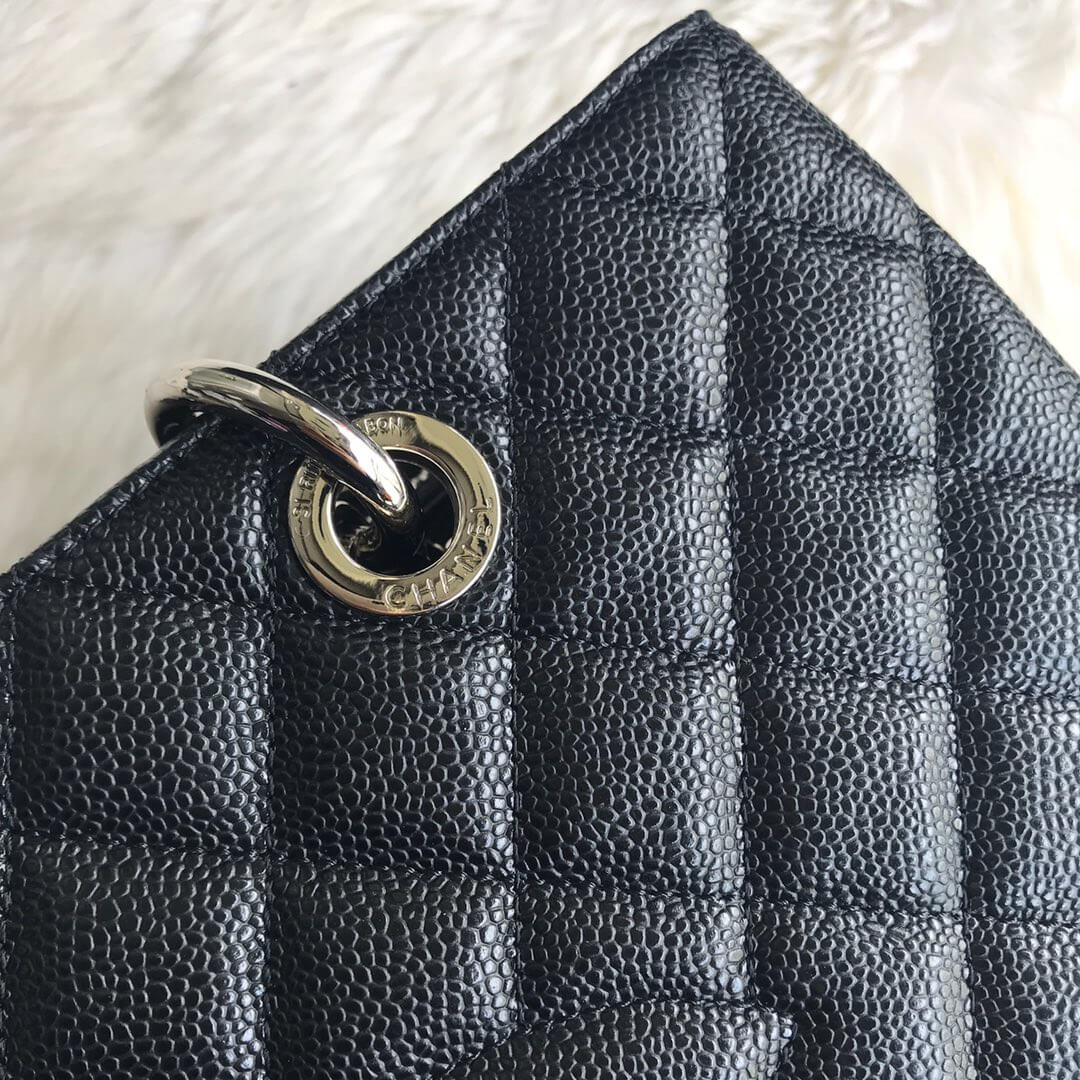 cha tote bag black caviar silver hardwre 50995