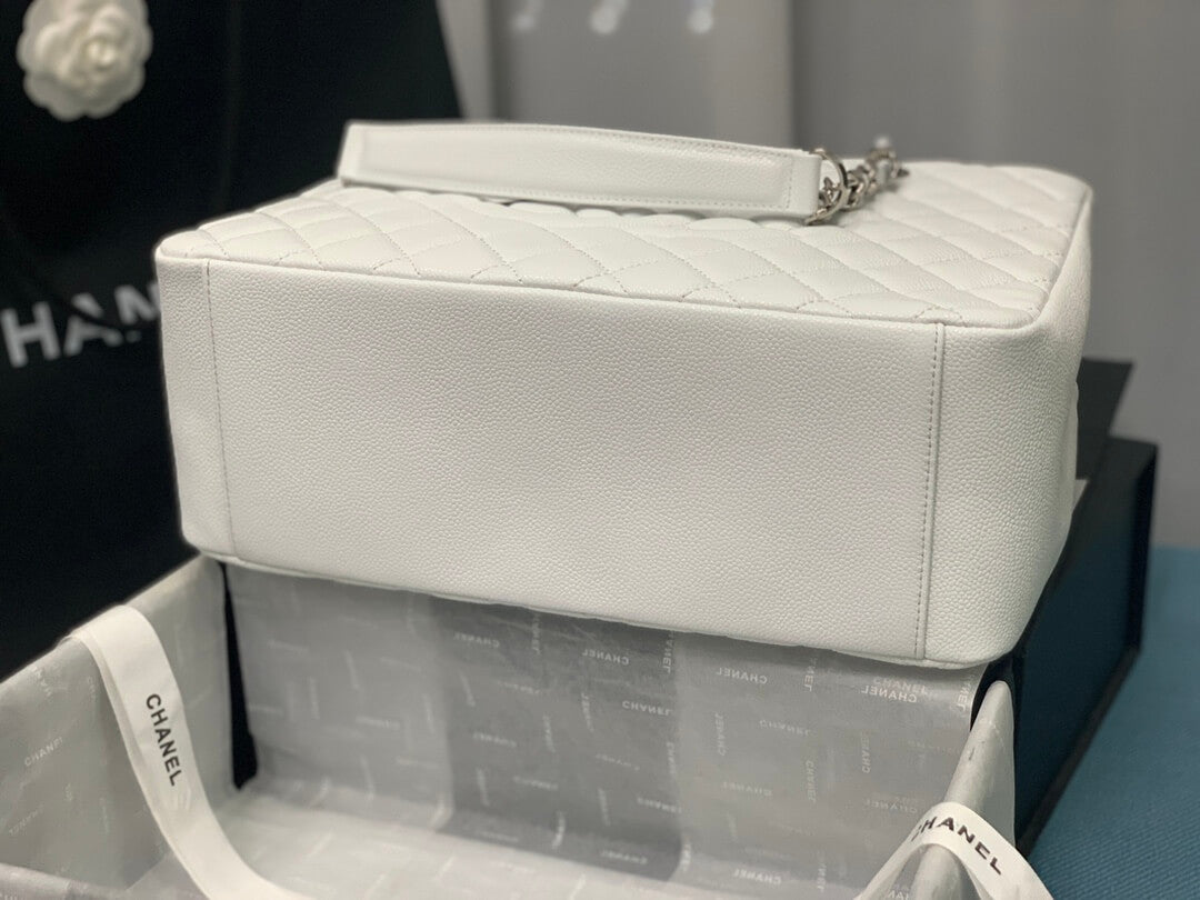 cha tote bag white caviar silver hardwre 50995