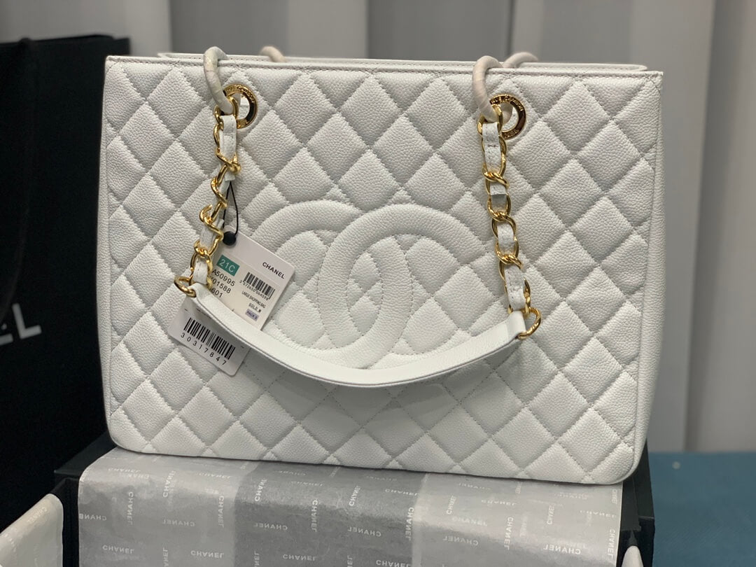 cha tote bag white caviar gold hardwre 50995