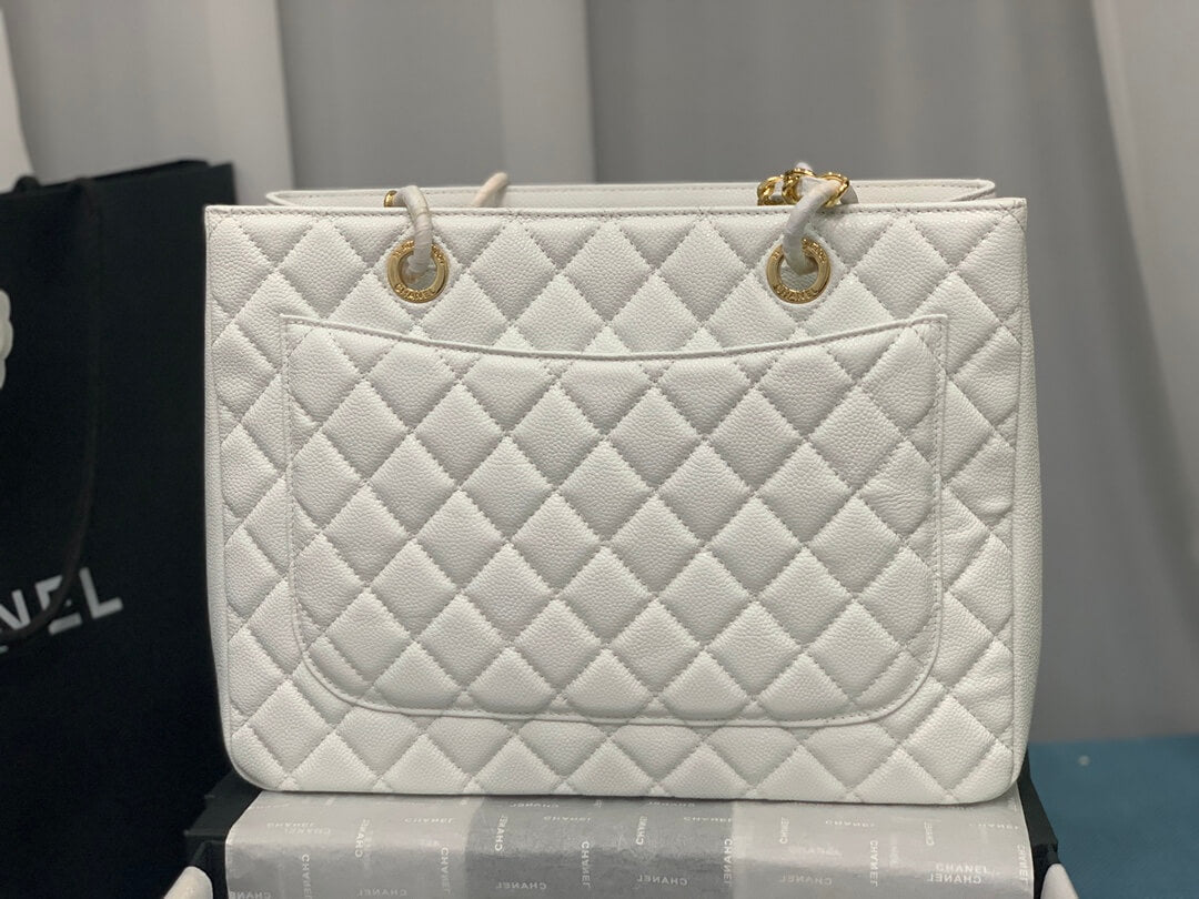 cha tote bag white caviar gold hardwre 50995
