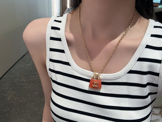 cha versatile fashion marble bag pendant necklace xlc28