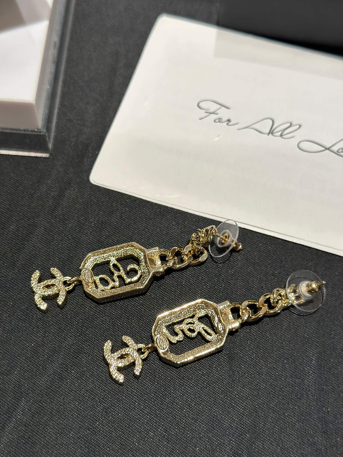 cha hollowed out rectangular diamond embellished high end pendant earrings ehc8