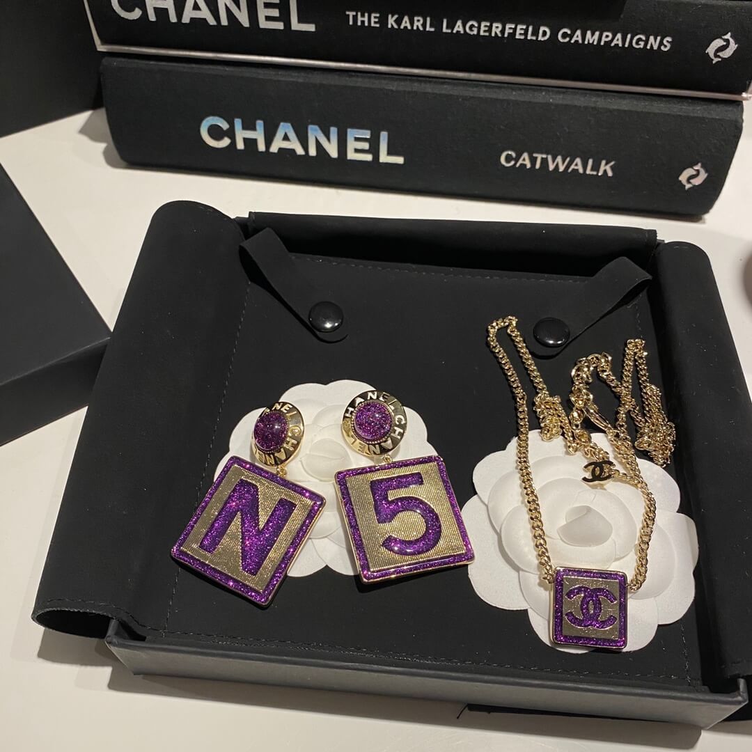 cha necklace earrings treasure sparkling purple block jewelry free shipping