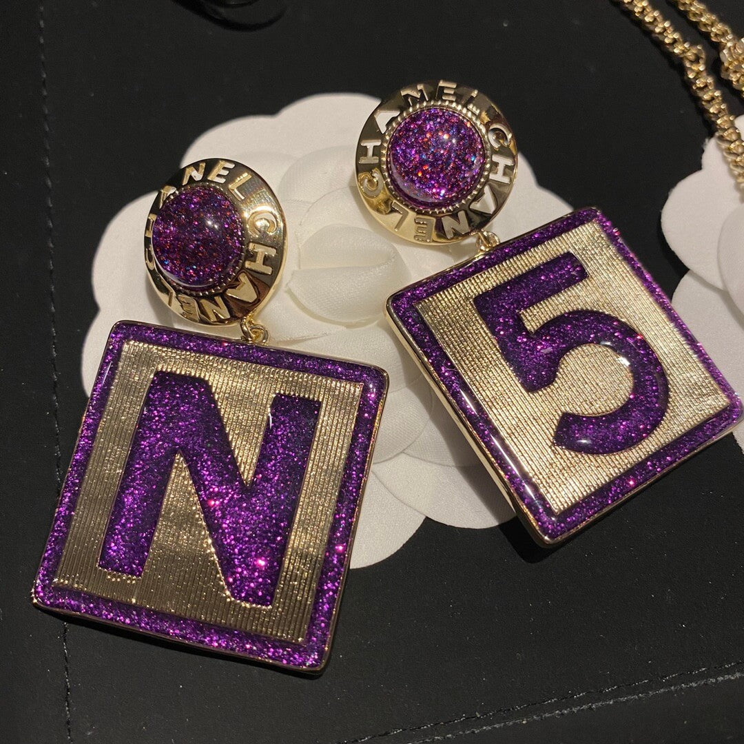 cha necklace earrings treasure sparkling purple block jewelry free shipping