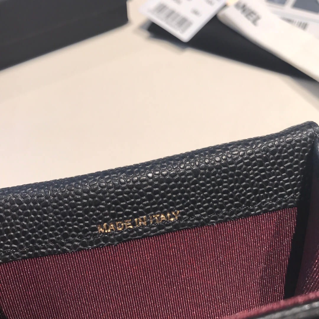 cha wallet caviar leather gold calsp black free shipping