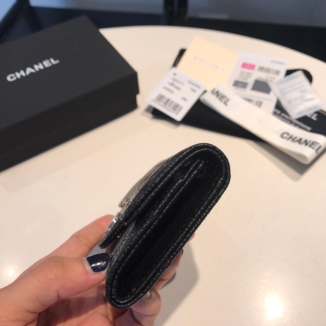 cha wallet caviar leather silver calsp black free shipping