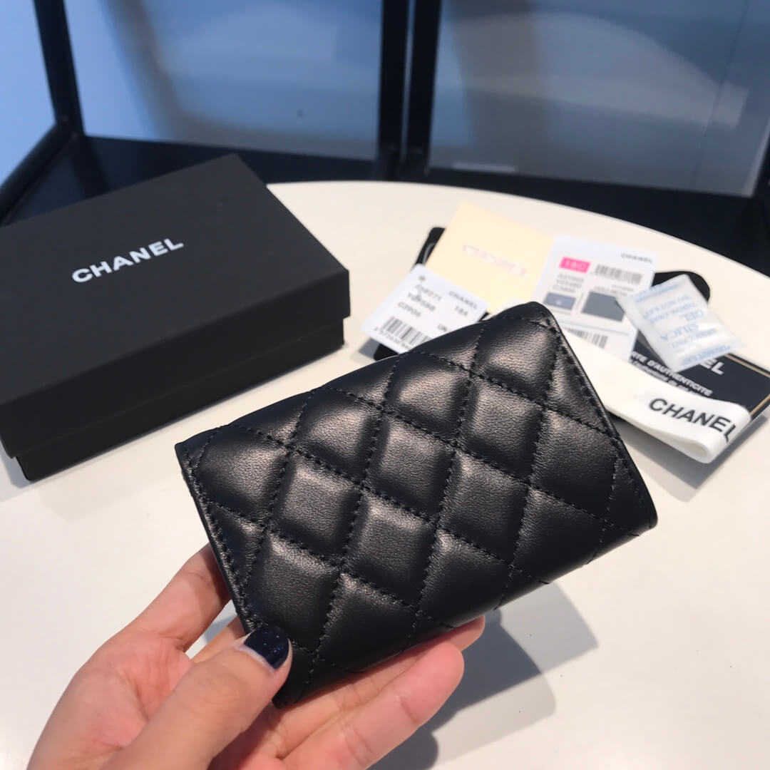 cha wallet lambskin leather silver calsp black free shipping