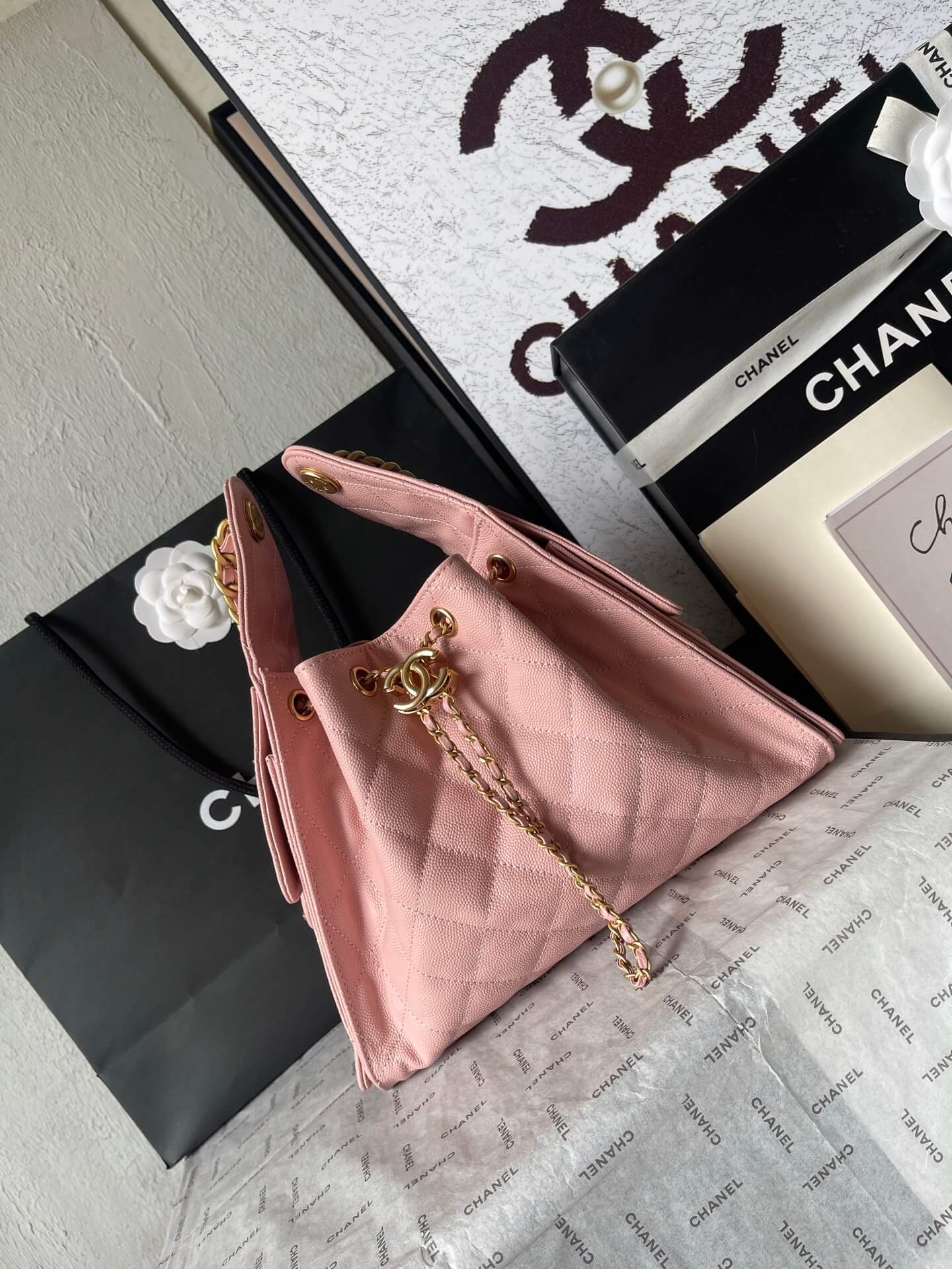 CHA 25 SMALL HANDBAG AS5293 Caviar Calfskin Pink