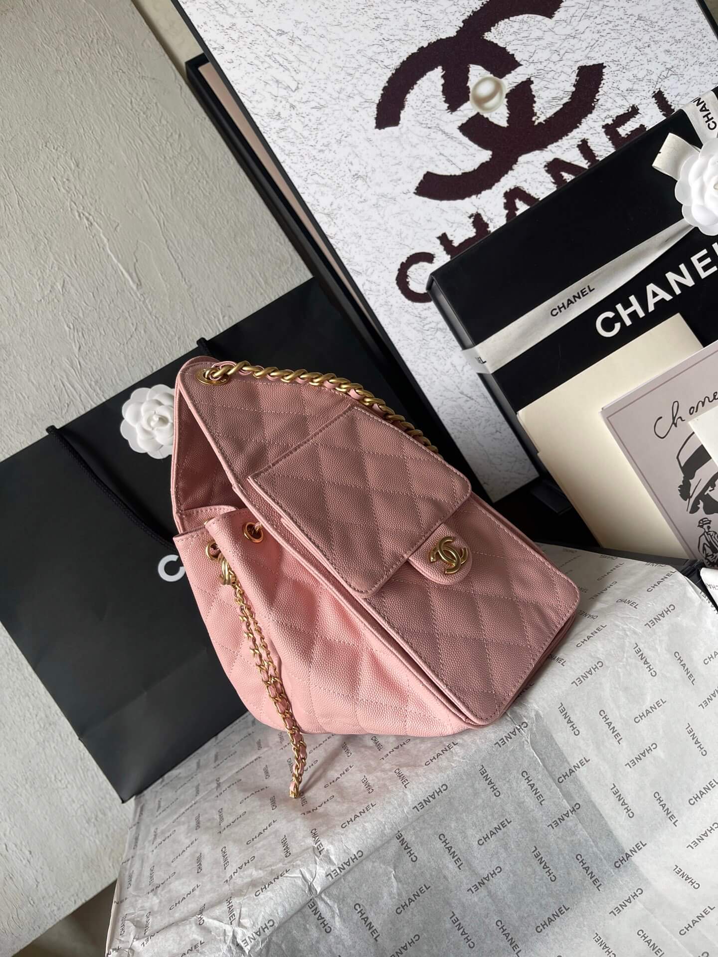 CHA 25 SMALL HANDBAG AS5293 Caviar Calfskin Pink
